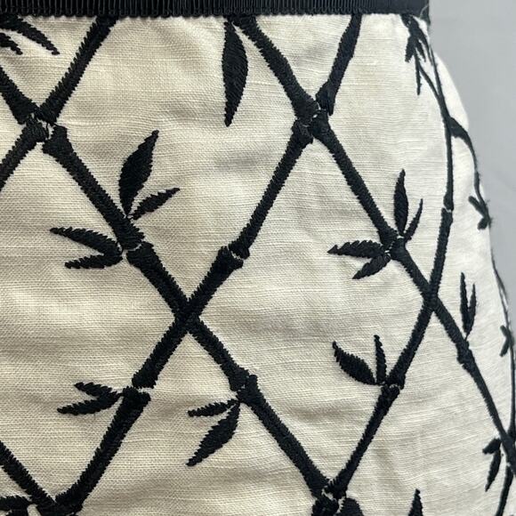 TALBOTS Vintage Ivory and Black Bamboo Embroidered A Line Skirt SZ 6 - Picture 5 of 11